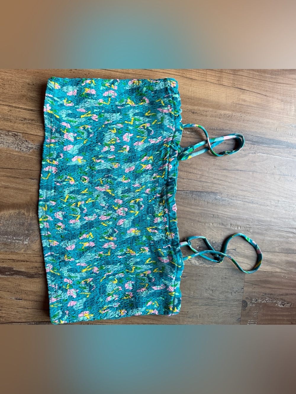 Girls' Teal Floral Swim Top - Kids Swim